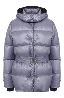 Пуховик с поясом и капюшоном Fay