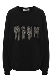 Хлопковый пуловер с декоративной отделкой MSGM