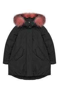 Парка с меховой отделкой на капюшоне Moncler Enfant