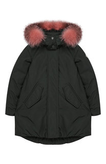 Парка с меховой отделкой на капюшоне Moncler Enfant