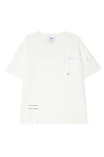 Белая футболка оверсайз с нагрудным карманом C2 H4