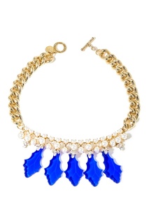 Золотистое ожерелье с синими лепестками Anton Heunis