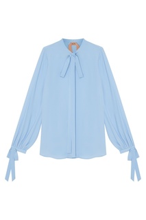 Голубая блузка с завязками No21