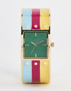 Часы-браслет с эмалевым покрытием и золотистыми заклепками ASOS DESIGN - Золотой