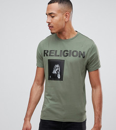 Зеленая обтягивающая футболка с принтом Religion - Зеленый