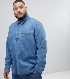 Выбеленная джинсовая oversize-рубашка без застежки ASOS DESIGN Plus - Синий