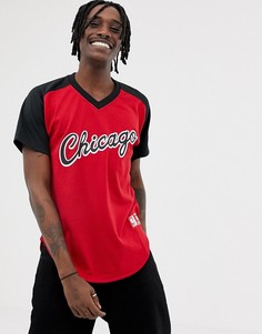 Красная сетчатая футболка с V-образным вырезом Mitchell & Ness Chicago Bulls - Красный