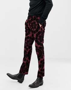Супероблегающие брюки скинни с контрастной флоковой отделкой Twisted Tailor - Красный