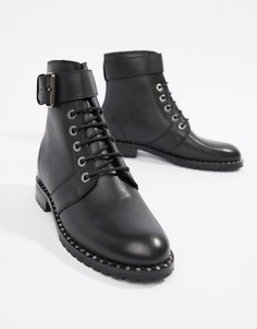 Черные походные кожаные ботинки с пряжкой Religion NYX - Черный