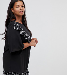 Блузка со вставками в горошек Lovedrobe - Черный