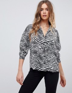 Рубашка с принтом зебра Boohoo - Мульти