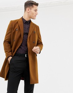 Коричневое двубортное пальто Burton Menswear - Коричневый