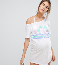 Пляжная футболка с открытыми плечами ASOS DESIGN Maternity Miami - Белый