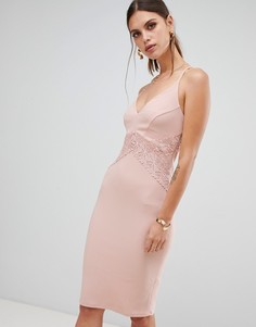 Розовое облегающее платье миди River Island - Розовый