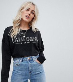 Черный свитшот с принтом california Missguided Petite - Мульти