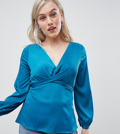Сине-зеленая блузка с запахом River Island Petite - Синий