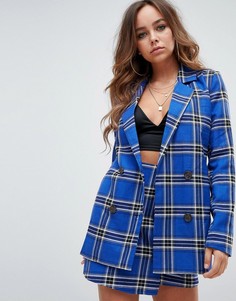 Комбинируемый oversize-блейзер в клетку синего цвета Missguided - Синий