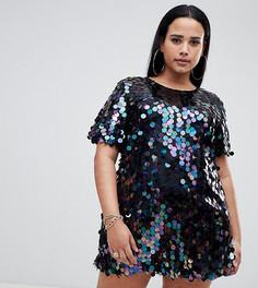 Платье-футболка с разноцветными пайетками Missguided Plus - Мульти