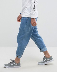 Синие выбеленные джинсы с широкими штанинами Bershka - Синий