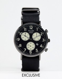 Черные часы с дополнительными циферблатами и парусиновым ремешком Reclaimed Vintage Inspired эксклюзивно для ASOS - Черный