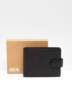 Черный кожаный бумажник с контрастной внутренней частью ASOS DESIGN - Черный