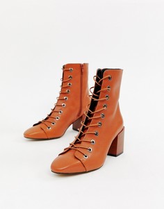 Кожаные ботинки на шнуровке ASOS DESIGN Rowena - Рыжий