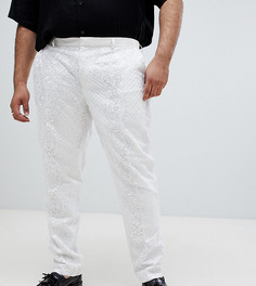Белые атласные брюки под смокинг с кружевом и пайетками ASOS EDITION Plus - Белый