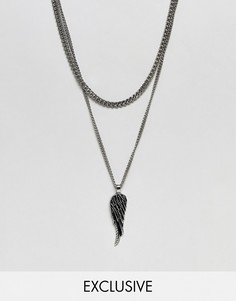 Серебристое ожерелье с подвеской-крылом Reclaimed Vintage inspired эксклюзивно для ASOS - Серебряный