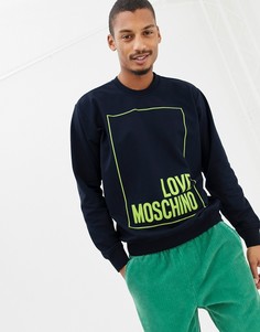 Свитер с вышитым логотипом Love Moschino - Темно-синий