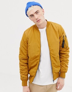 Дутый бомбер горчичного цвета Pull&Bear ma1 - Желтый Pull&;Bear