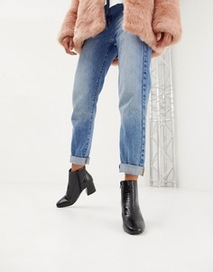 Черные ботильоны на каблуке с эффектом крокодиловой кожи Head Over Heels Ohana - Черный