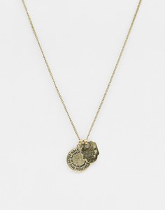Золотистое ожерелье с двойной подвеской Bershka - Золотой