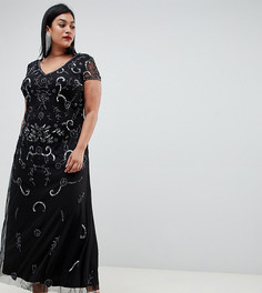 Платье макси с декоративной отделкой Lovedrobe Lux - Черный