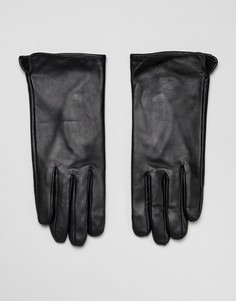 Кожаные перчатки с отделкой для управления сенсорными гаджетами Barneys Originals - Черный
