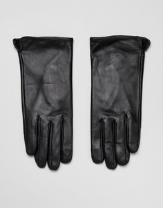 Кожаные перчатки с отделкой для управления сенсорными гаджетами Barneys Originals - Черный