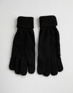 Перчатки крупной вязки в косичку Boardmans - Черный