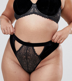 Стринги из бархата и кружева ASOS DESIGN Curve Emma - Черный