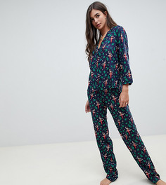 Новогодний пижамный комплект из 100% модала ASOS DESIGN Tall his & hers - Темно-синий