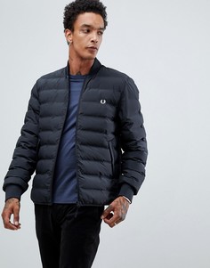 Черный дутый бомбер Fred Perry - Черный