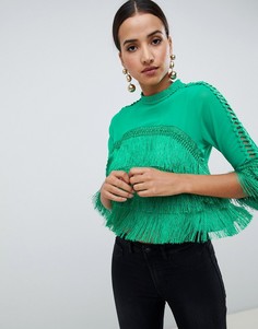 Укороченная блузка с оборками AX Paris - Зеленый