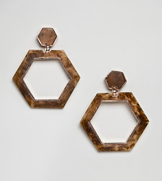Серьги с шестиугольными черепаховыми подвесками Glamorous - Золотой