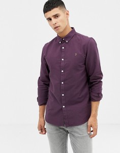 Фиолетовая приталенная оксфордская рубашка Farah Brewer - Фиолетовый