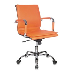 Кресло руководителя БЮРОКРАТ CH-993-Low, на колесиках, искусственная кожа, оранжевый [ch-993-low/orange]