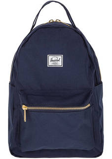 Текстильный рюкзак синего цвета на двухзамковой молнии Herschel