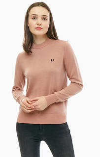 Шерстяной джемпер кораллового цвета с круглым вырезом Fred Perry