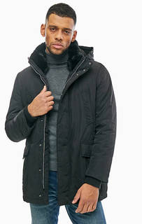 Удлиненная черная куртка со съемным капюшоном Geox
