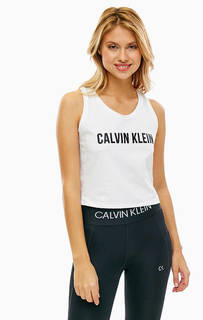 Укороченный топ из хлопка с принтом Calvin Klein Performance