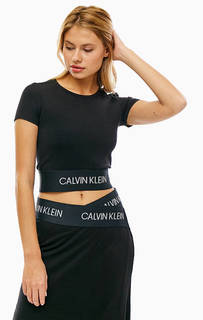 Укороченная черная футболка из вискозы Calvin Klein Performance