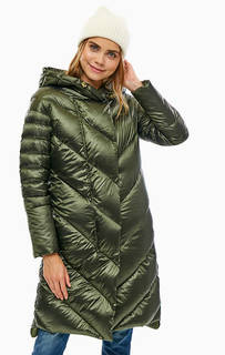 Длинный пуховик цвета хаки с карманами Bomboogie