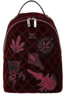 Бордовый бархатный рюкзак с оригинальным декором Ermanno Ermanno Scervino